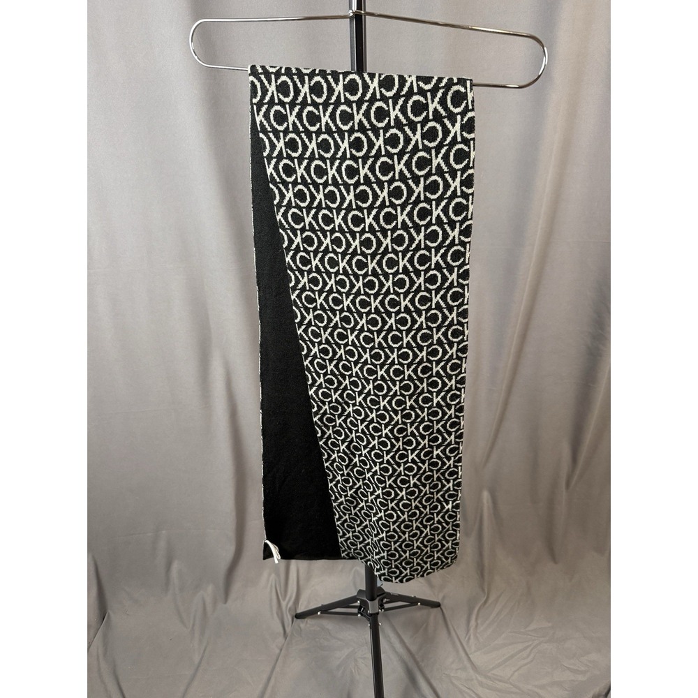 Calvin Klein CK Logo Scarf Black White Women's One Size